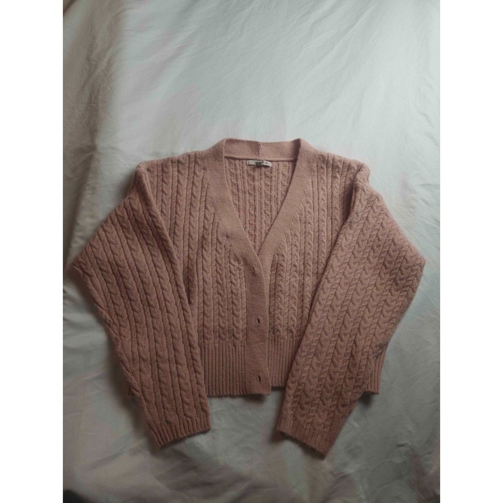 Papaya Cropped Cardigan Sweater M Pink Pastel Preppy Coquette Elevated Basics